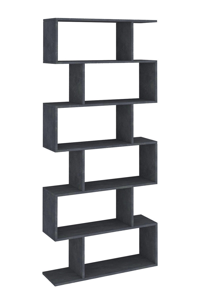 Libreria Moderana 80x24,6x191,8 cm Calli Bianco Lucido e Ardesia