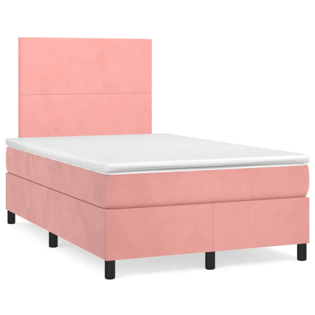 Letto a Molle con Materasso e LED Rosa 120x190 cm in Velluto 3270304