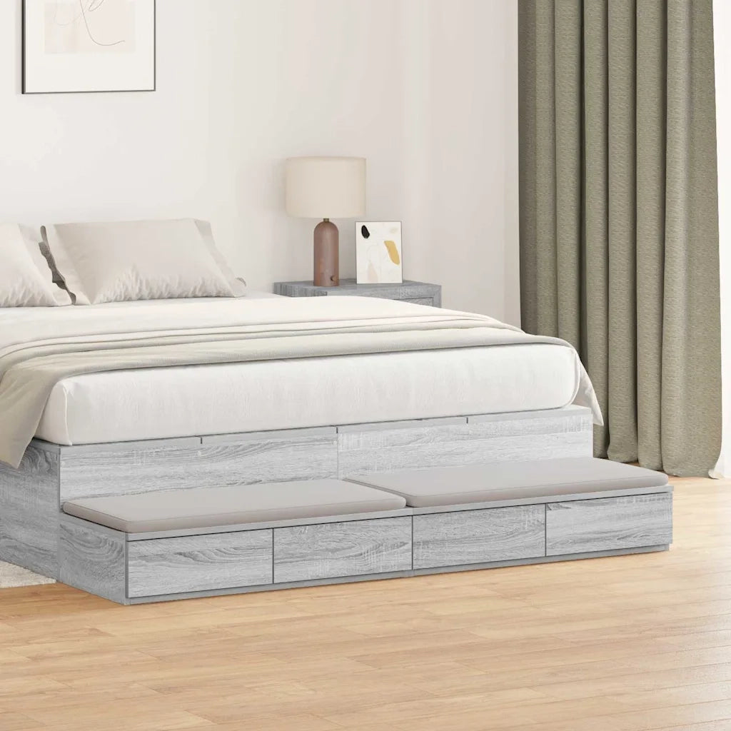 Cassetti per letto | Comodino | Armadio da Notte | Mobiletto da notte Grigio Sonoma 135 x 36,5 x 16,5 cm