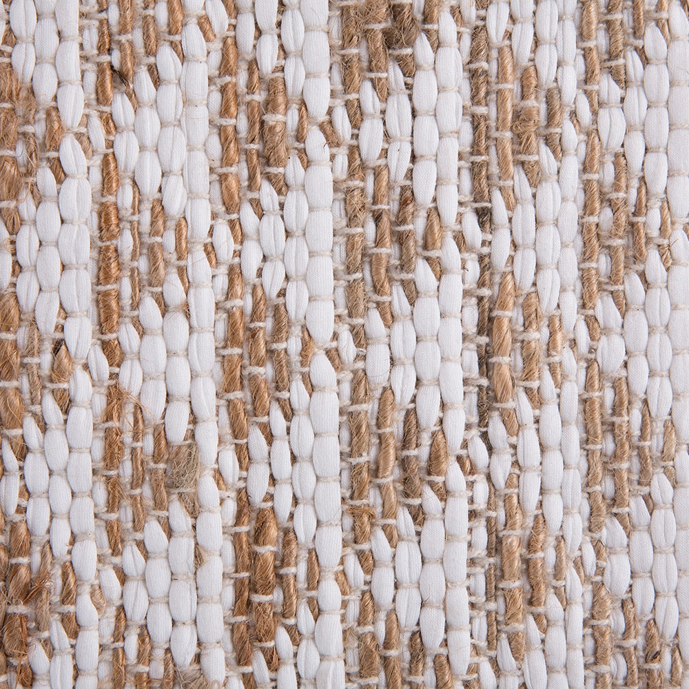 Tappeto Beige Iuta e Misto Cotone 140 x 200 cm Motivo Geometrico Intrecciato a Mano