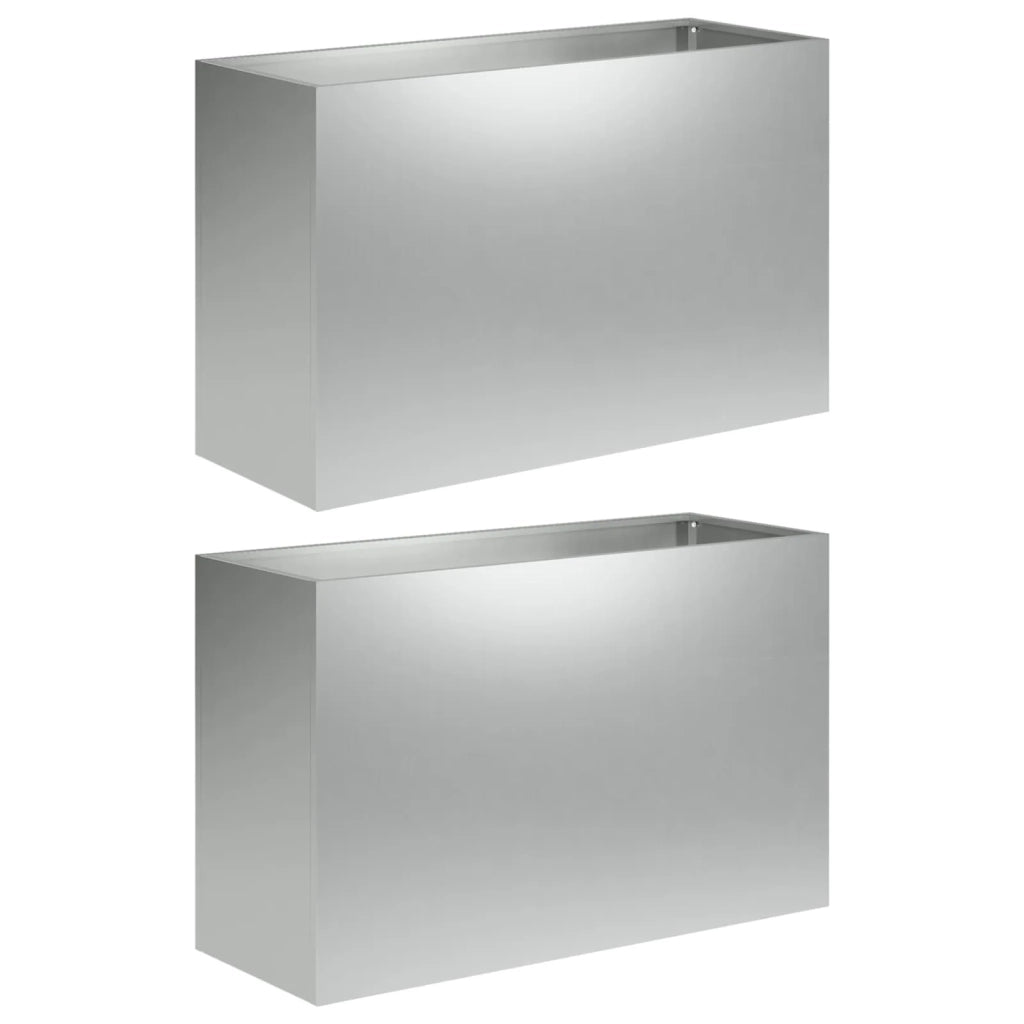 Vaso da giardino 2 pz Argento 80 x 40 x 50 cm Acciaio zincato 8005719