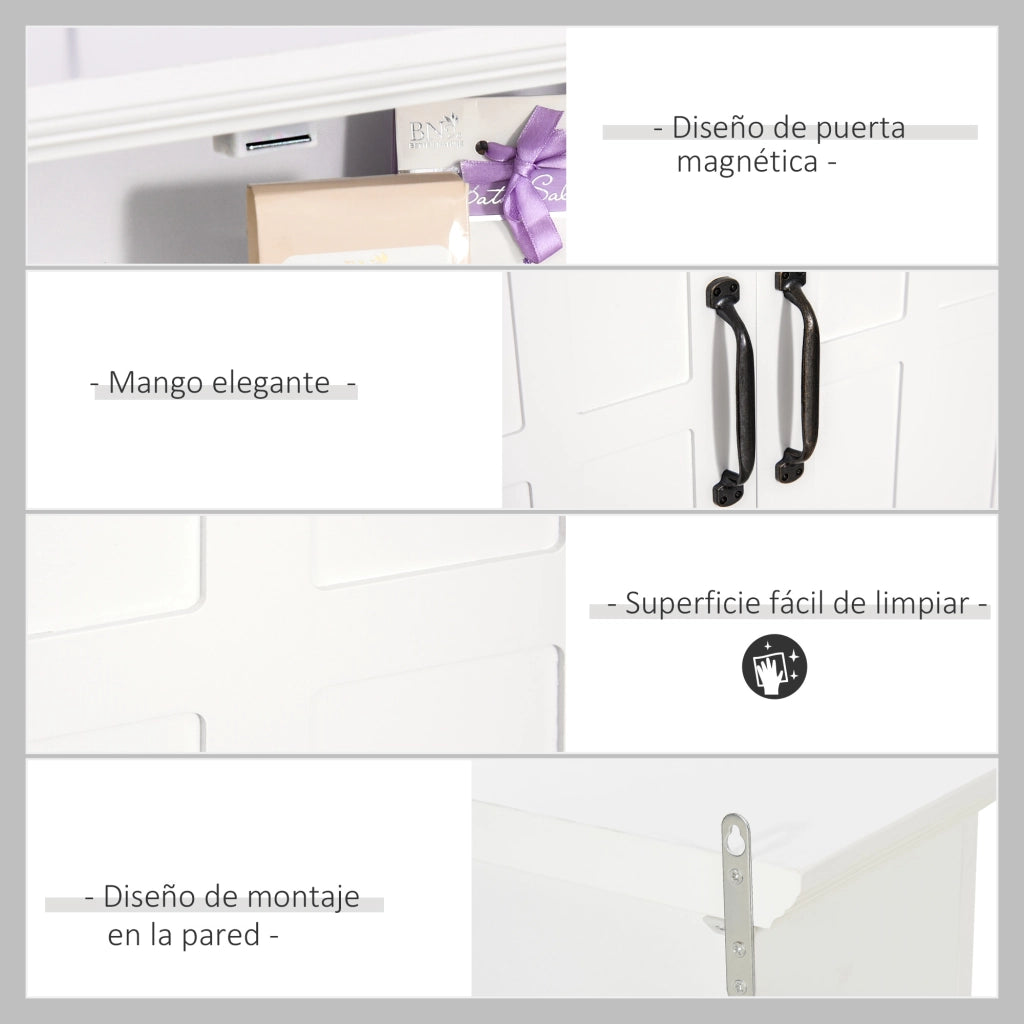 Armadio da bagno con 2 ante e ripiano aperto ¨C zephmum ¨C bianco 60x19,8x58 cm
