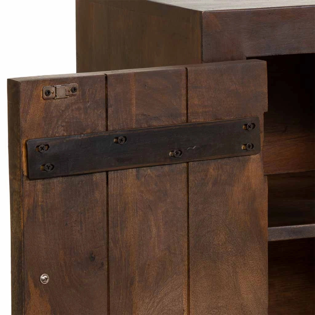 Comodino in legno marrone intagliato a mano 40x35x60h cm