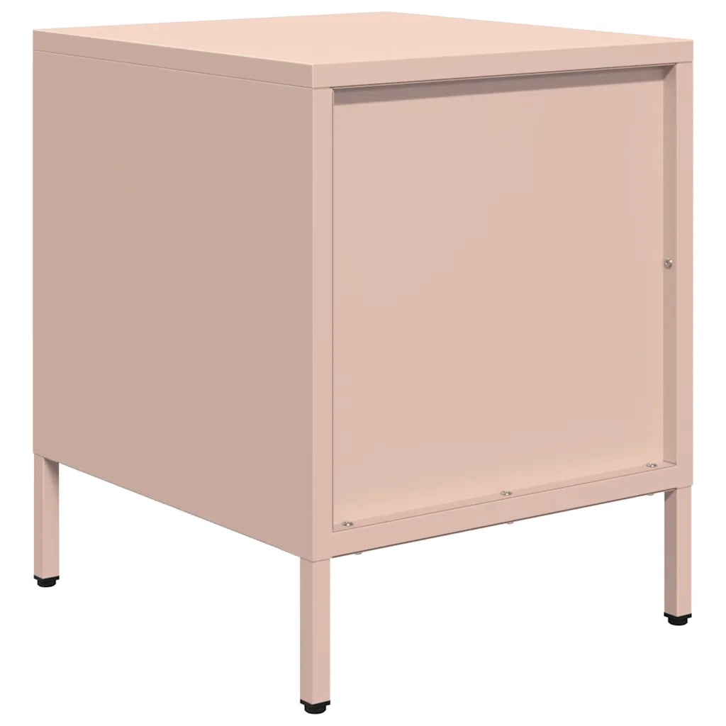 Set di 2 Comodini | Armadio da Notte | Mobiletto da notte Rosa 35x39x43,5 cm in Acciaio