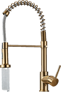 Bernd | Rubinetto gastronomia oro spazzolato molla | Caldaia cucina rubinetto acciaio inossidabile |miscelatore ruotabile 360° Bassa pressione 3 vie