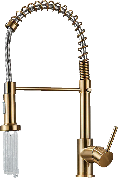 Bernd | Rubinetto gastronomia oro spazzolato molla | Caldaia cucina rubinetto acciaio inossidabile |miscelatore ruotabile 360° Bassa pressione 3 vie