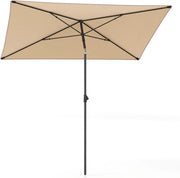Ombrellone per Patio 213 X 140 cm, Ombrellone Rettangolare da Esterno con Inclinazione Regolabile, Borsa di Trasporto, Parasole Pieghevole per Veranda, Giardino, Piscina, Spiaggia (Beige)