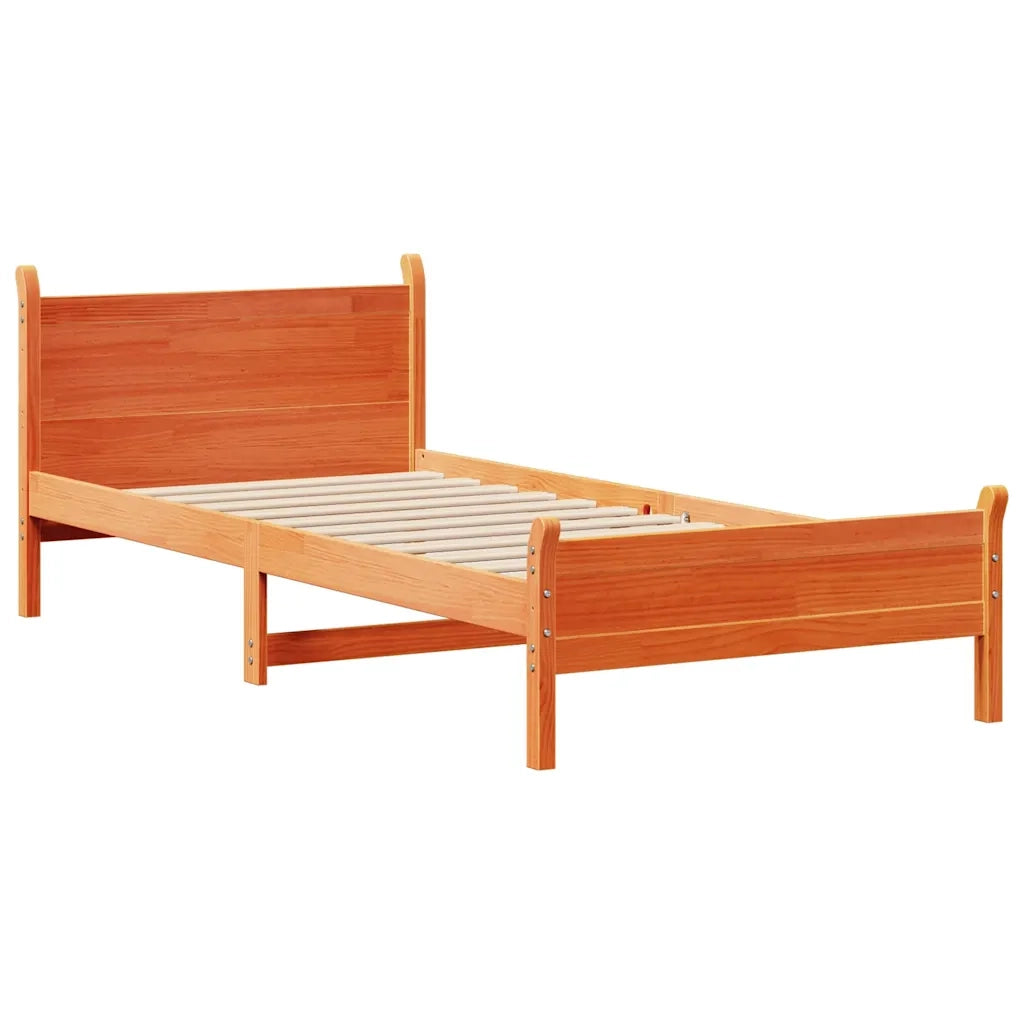 Letto senza Materasso Marrone Cera 100x200 cm in Legno di Pino