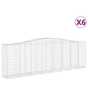 Cestini gabbioni recinzione a gabbia muro di contenimento ad arco 6 pezzi 400 x 50 x 120/140 cm ferro zincato argento 02_0041049