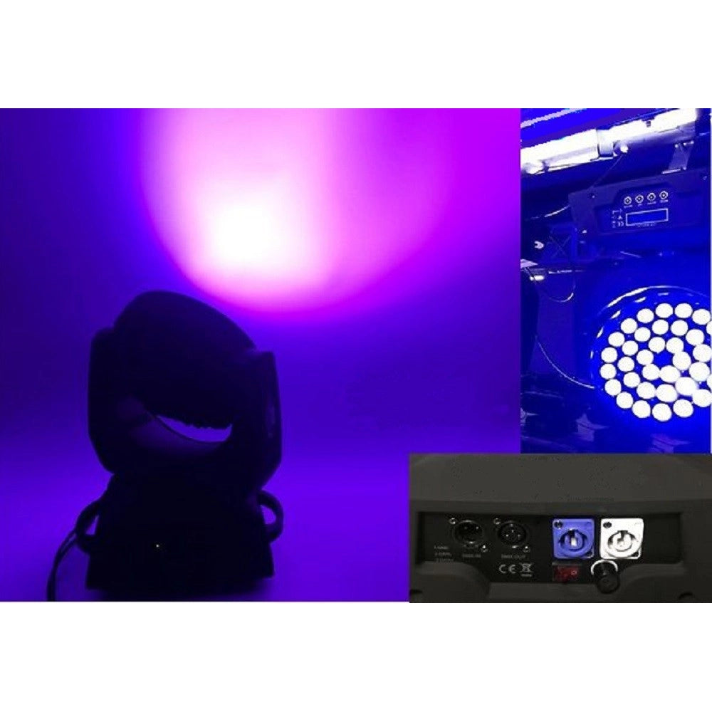 Trade Shop - Coppia Wash Moving Head Zoom Led 36x18 Rgbwa Uv 6in1 Teste Mobili Con Flightcase -