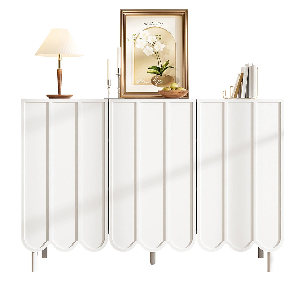 Buffet - Xylo - 120x35x80cm bianco porte ondulate
