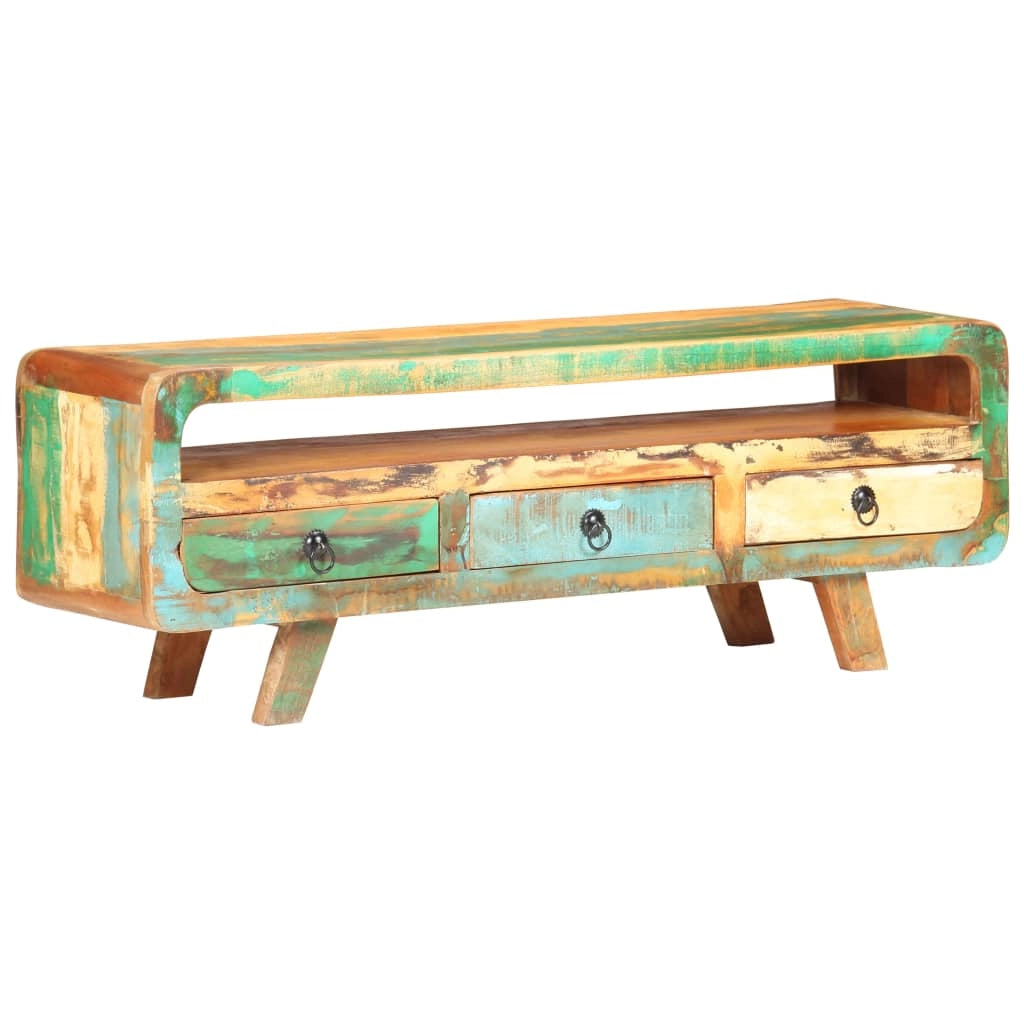 Mobile TV multimediale mensola TV credenza mobile TV sala da pranzo soggiorno camera da letto 117 x 30 x 41 cm legno massello di recupero marrone 02_0025799