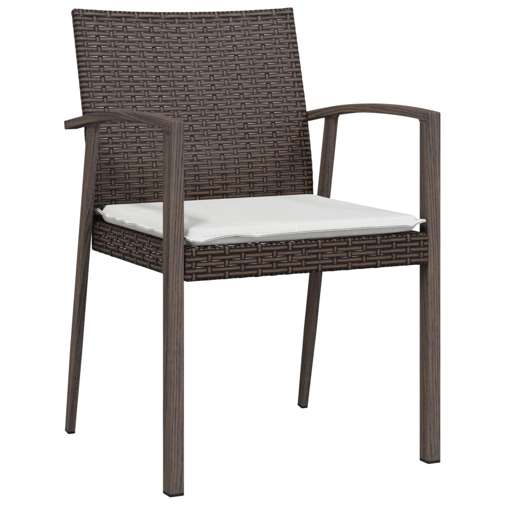 Set da pranzo da giardino 7 pezzi con cuscini in polirattan marrone