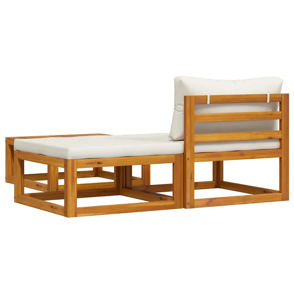 Salotto da Giardino-Set Divani da Giardino 3 pz con Cuscini Crema in Legno Acacia 143501