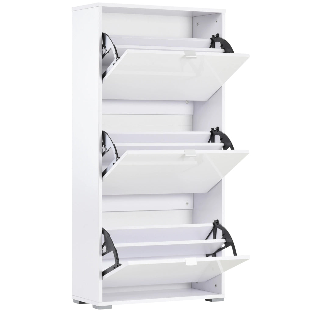 Armadio per Scarpe con 3 Cassetti ¨C zephmum ¨C Bianco 60x26x124 cm