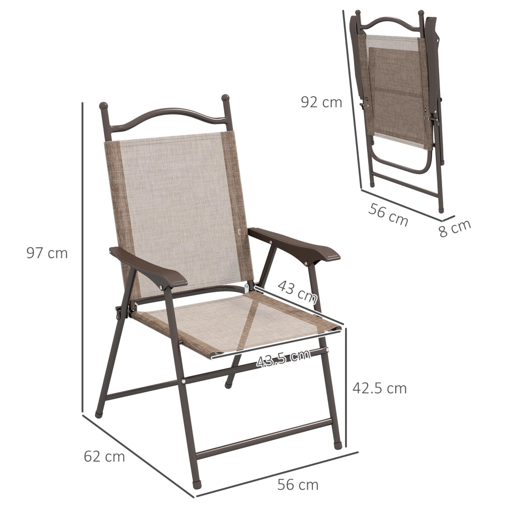 Sedie Pieghevoli da Giardino con Braccioli ¨C zephmum ¨C Tessuto Marrone