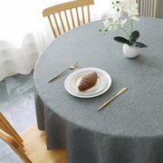 Tavolo coperto rotondo, diametro 180 cm, grigio, lavabile, finitura lino, copertura tavolo in poliestere, impermeabile con effetto lotus, duraturo, resistente ai graffi, per soggiorno, sala da pranzo, balcone, giardino