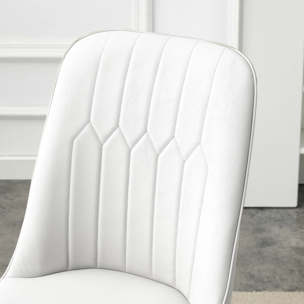 Sedie da pranzo, 2 pezzi in PU bianco e nero con schienale ergonomico e gambe in metallo nero