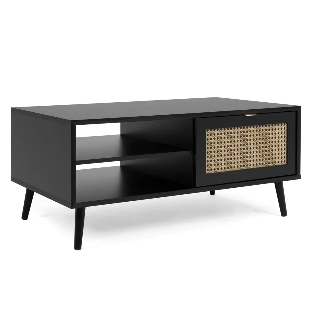 Finori Tavolino da Salotto Vienna 55A Nero con Stampa Rattan 441196