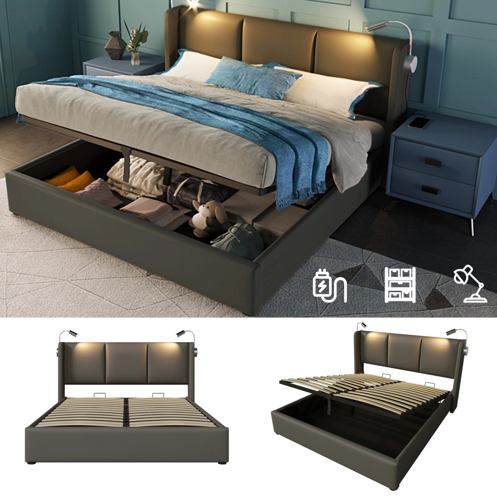 letto imbottito pu grigio 160 x 200 cm