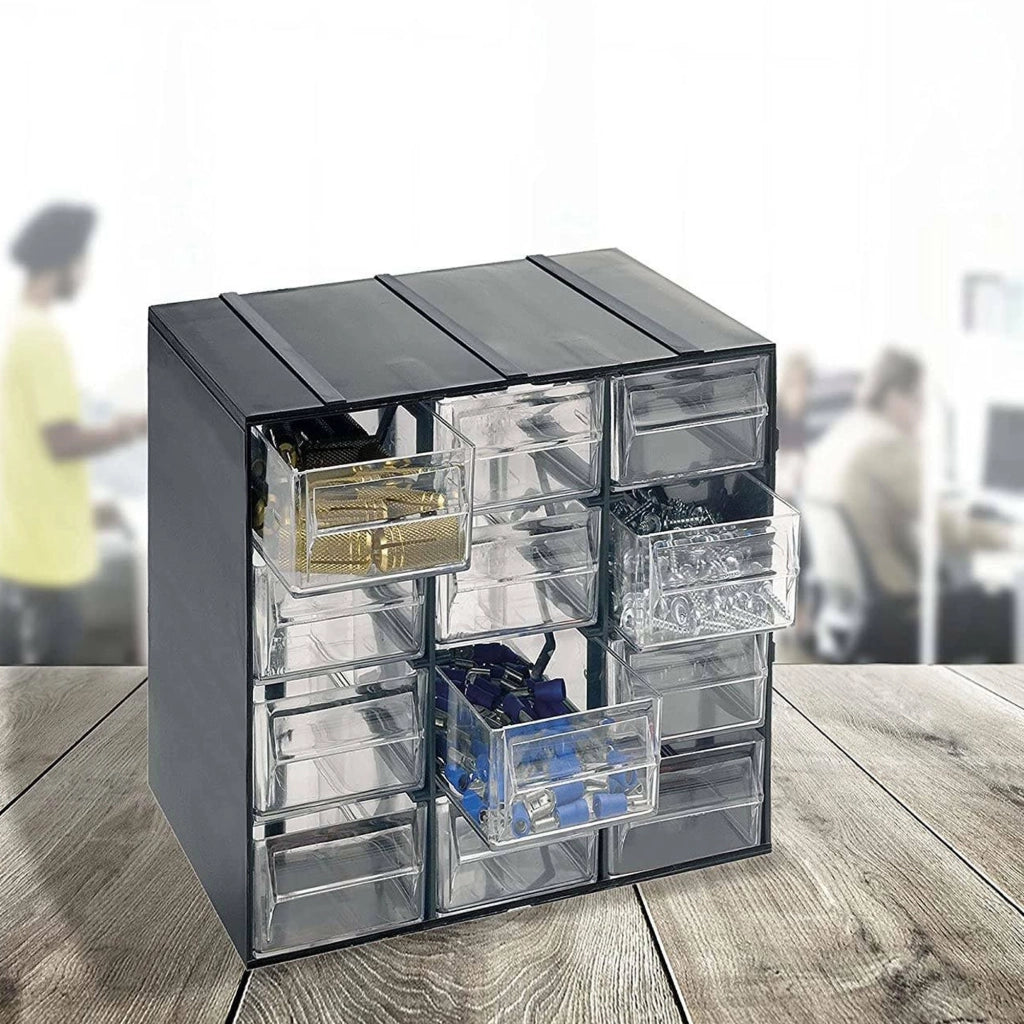 Adorata, Armadio Multiuso 2 Ante 12 Cassetti Made in Italy, 19x22.8h cm Grigio Antracite