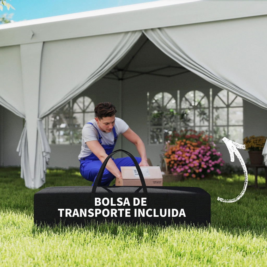 Tenda da giardino pieghevole ¨C zephmum ¨C 5.85x2.95x2.7 m bianco