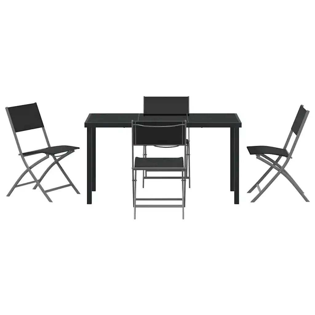 Set da Pranzo per Giardino 5 pz | Set Salotto da Giardino Nero