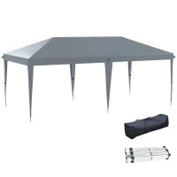 Gazebo da Giardino Pop-up 6x3 m Pieghevole, Tendone per Feste con Sacca di Trasporto, Grigio