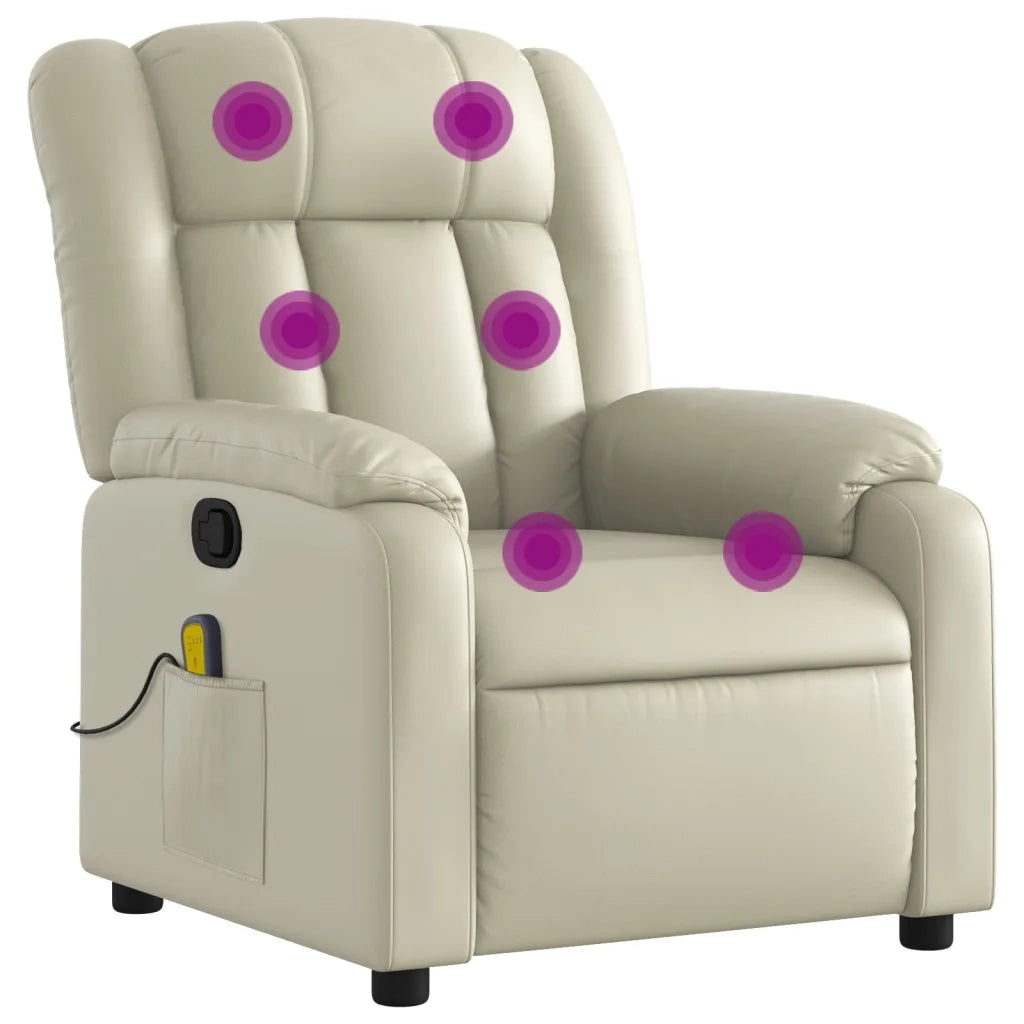 Divano Sedia-Poltrona reclinabile massaggiante in Similpelle Crema 616844