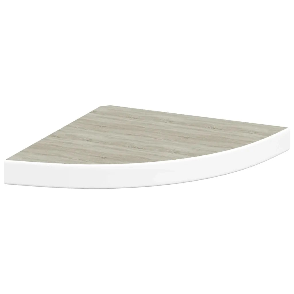 2 pz Mensole | Ripiano | Scaffale Angolari Rovere e Bianco 35x35x3,8 cm in MDF