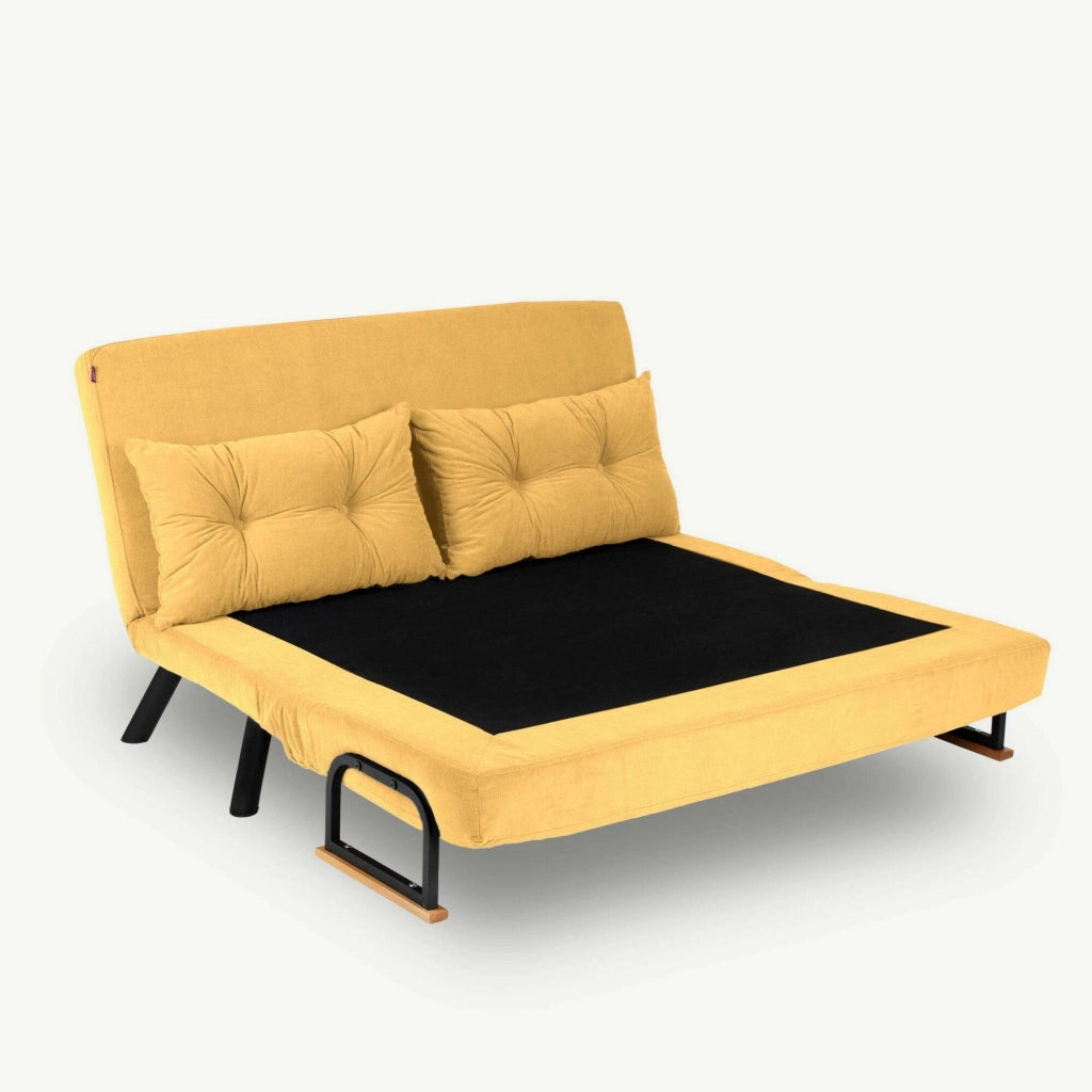 Calvin, Divano Letto 2 Posti Contenitore, 133x78 cm Giallo