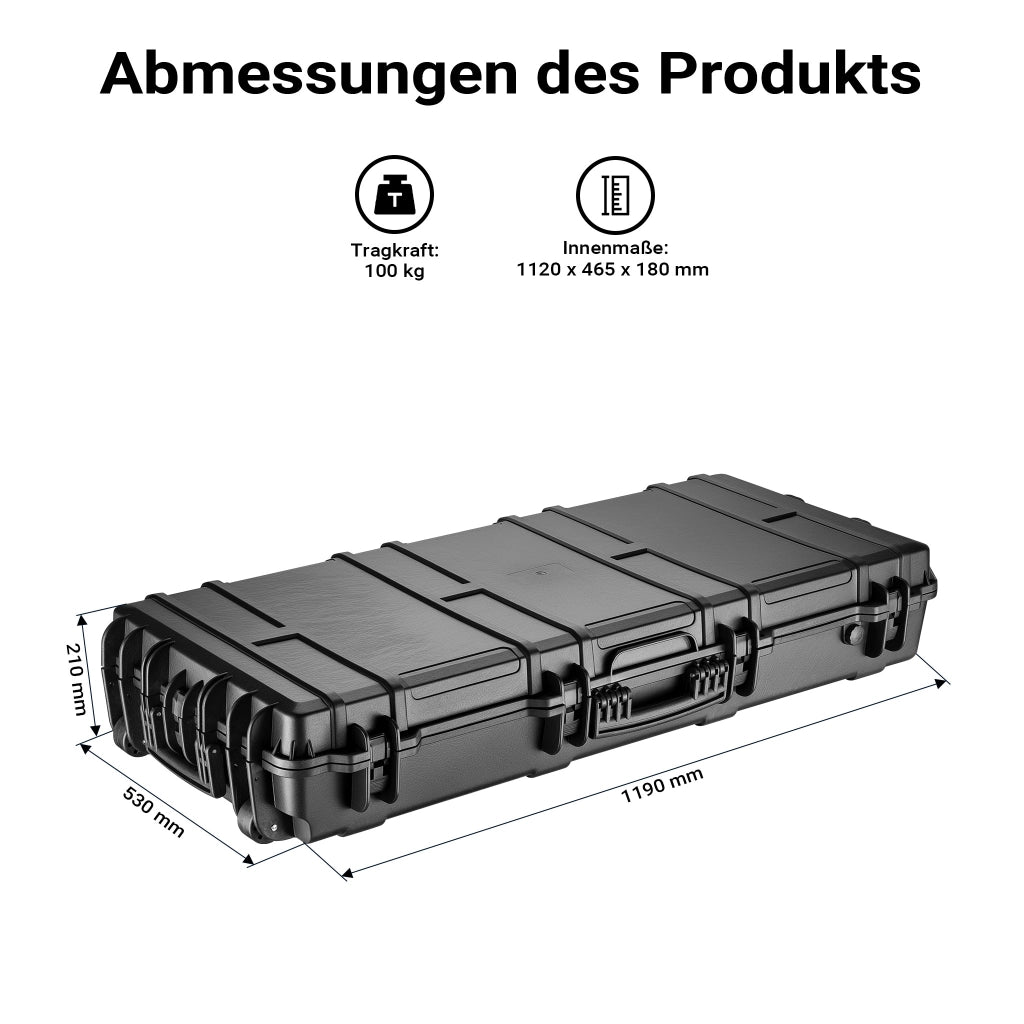 Valigetta porta armi 119 x 53 x 21 cm, valigia impermeabile per pistole, archi e fucili