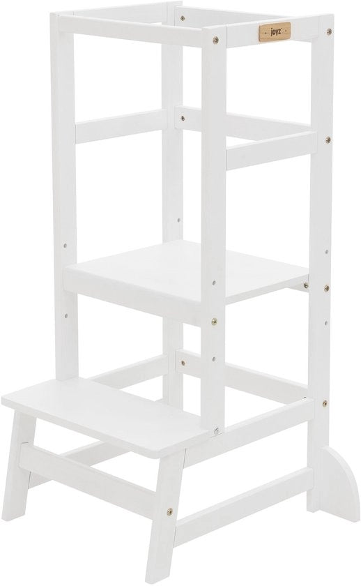 Scaletta per bambini da 1 anno in alto, piattaforma in legno regolabile in altezza, colore bianco