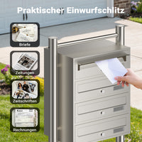 Cassetta postale condominiale autoportante 4 posti, acciaio inox, 1 modulo, 556 x 270 x 1500 mm