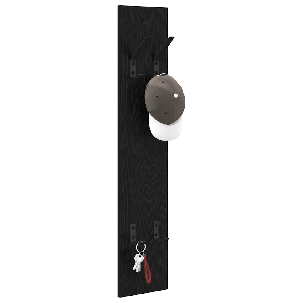 Appendiabiti a muro A parete Rovere Nero 20 x 1,5 x 100 cm 874460