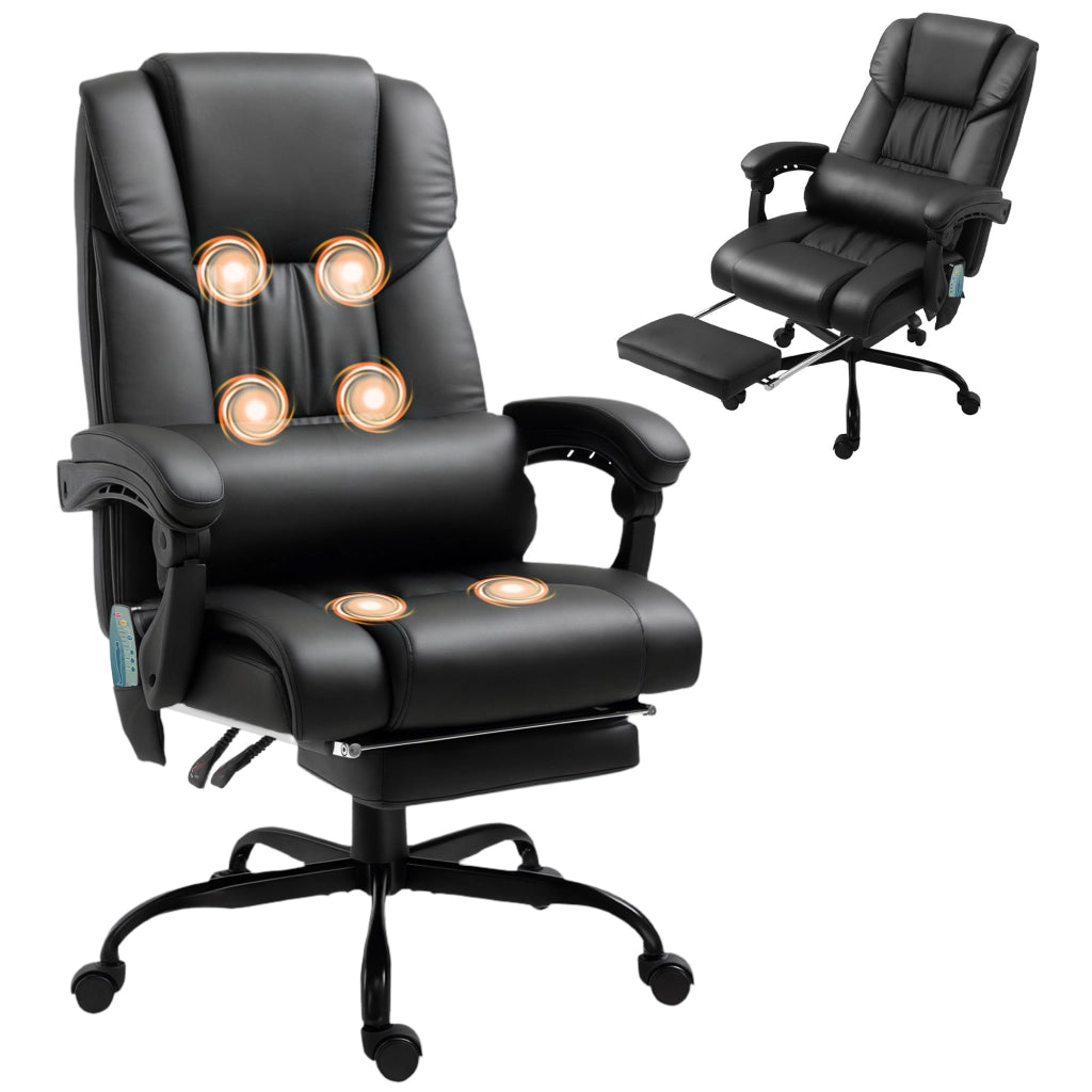 Sedia da Ufficio Ergonomica con Massaggio e Poggiapiedi ¨C Zephmum ¨C Schienale Alto, Supporto Lombare, Nero
