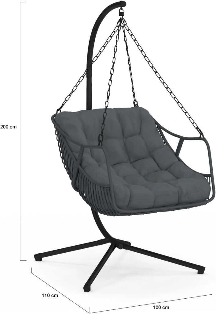 LOA reclinabile in Rattan Grigio Traforato con Cuscino Grigio