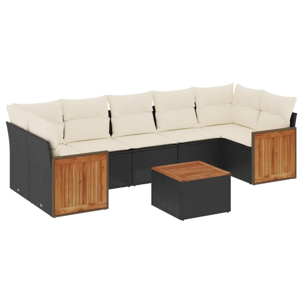 Set Divani da Giardino con Cuscini 8 pz Nero in Polyrattan 3227491