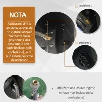 Barbecue a Gas con Coperchio, 7 Bruciatori da 20kW, Fornello Laterale e 2 Ruote, 135x50x100cm Nero
