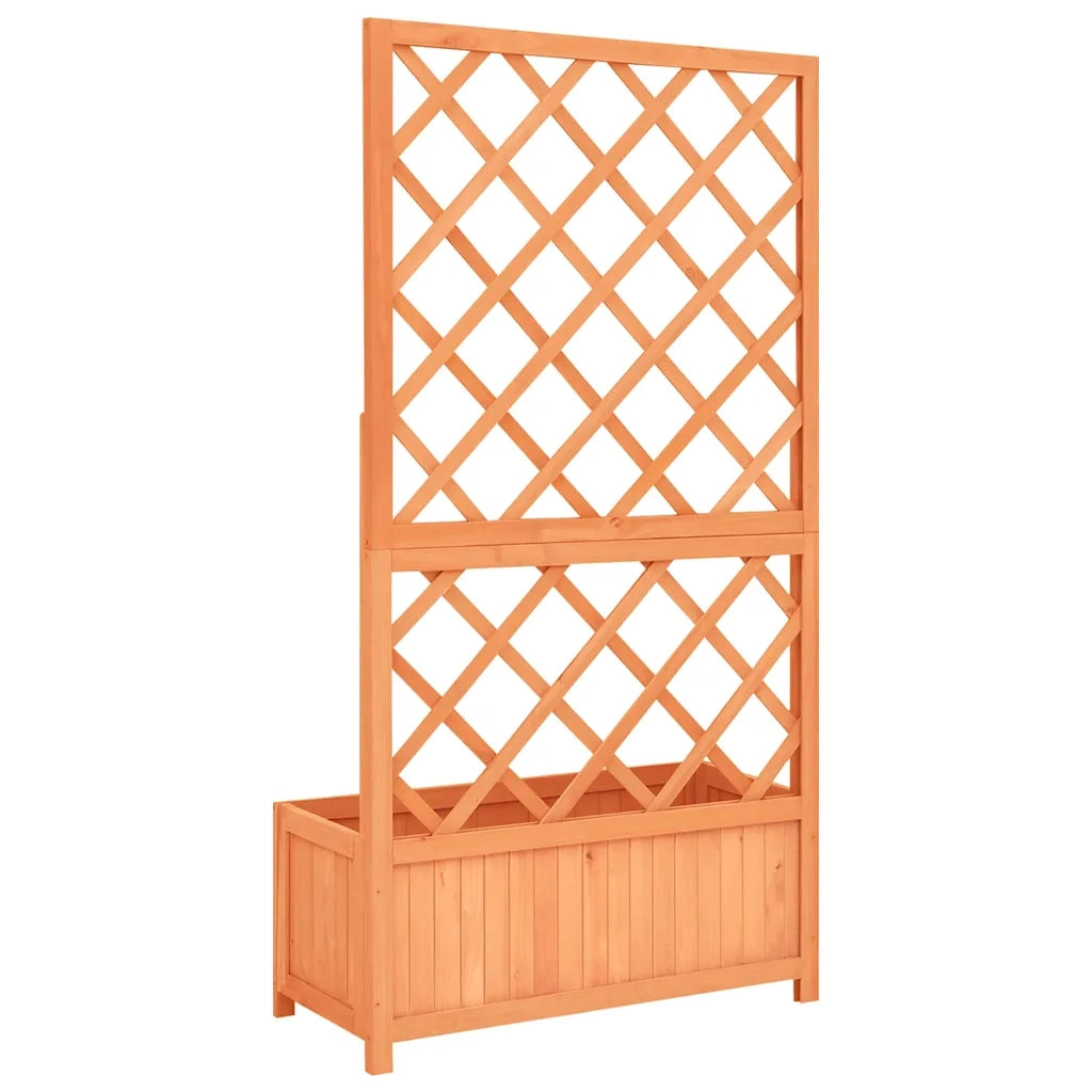 Fioriera | Cassetta per fiori | Vaso con Traliccio Marrone 70x30x135cm in Massello di Abete