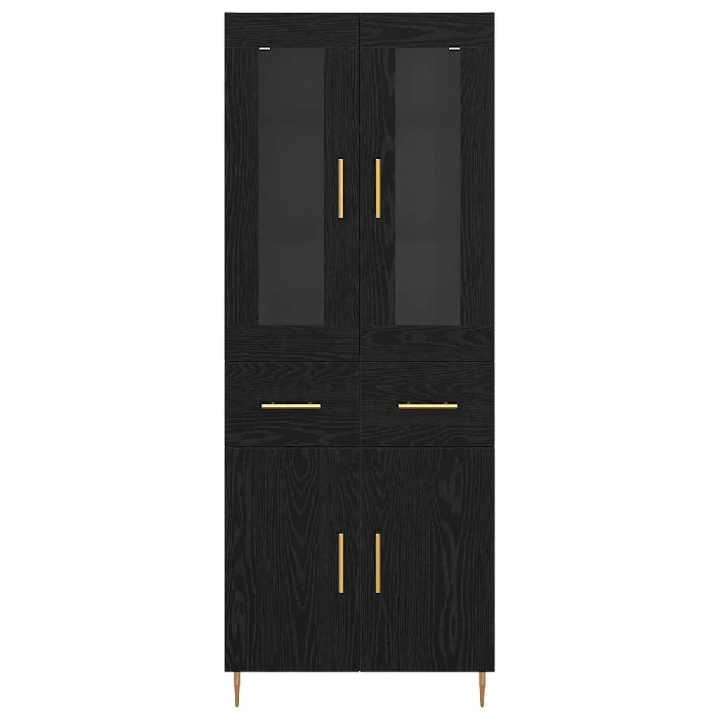 Credenza con cassetto 2 pcs Rovere Nero Legno multistrato