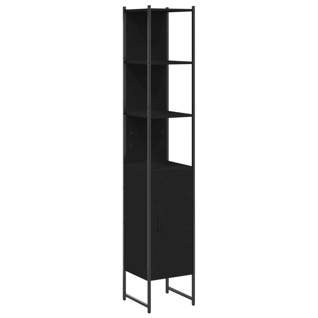 Mobile da Bagno Nero 33x33x185,5 cm in Legno Multistrato 842471