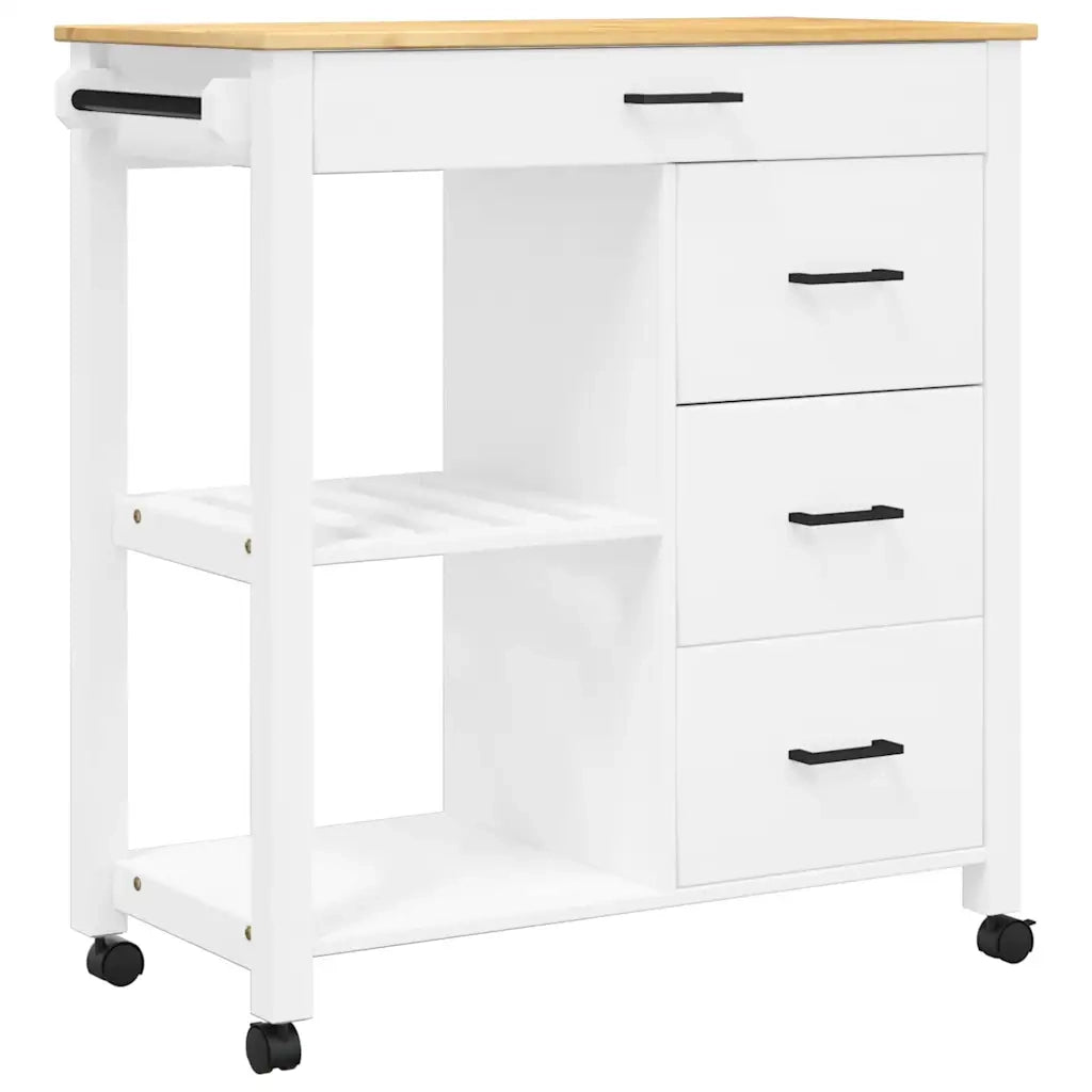Carrello da Cucina-Scaffale per Cucina MONZA 84x40x88,5 cm in Legno Massello di Pino 966088