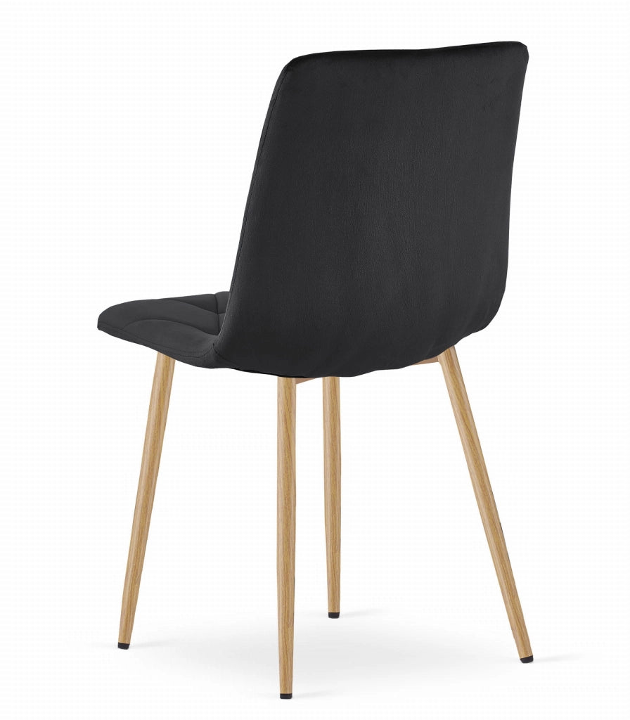 Sedia Valora TYRA in velluto nero con gambe color legno x3