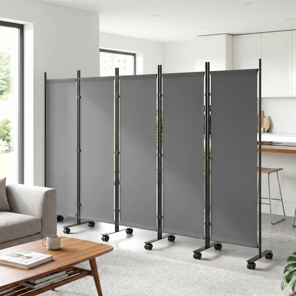 Paravento 5 pannelli ¨C zephmum ¨C 252x40 cm grigio scuro