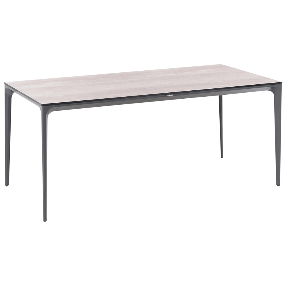 Tavolo da pranzo da giardino Piano in HPL grigio chiaro Telaio in alluminio grigio scuro Resistente ai raggi UV all'acqua e alla ruggine Stile moderno del patio esterno