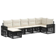 Set Divano da Giardino 7 pcs Nero e Bianco Crema polyrattan 3435196