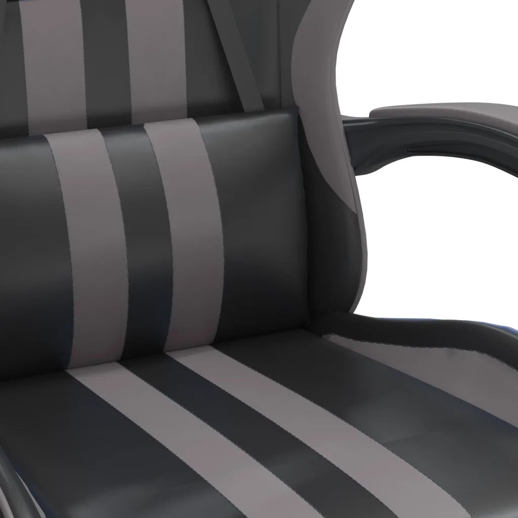 Sedia da Gaming con Poggiapiedi Nero e Grigio in Similpelle 3143834