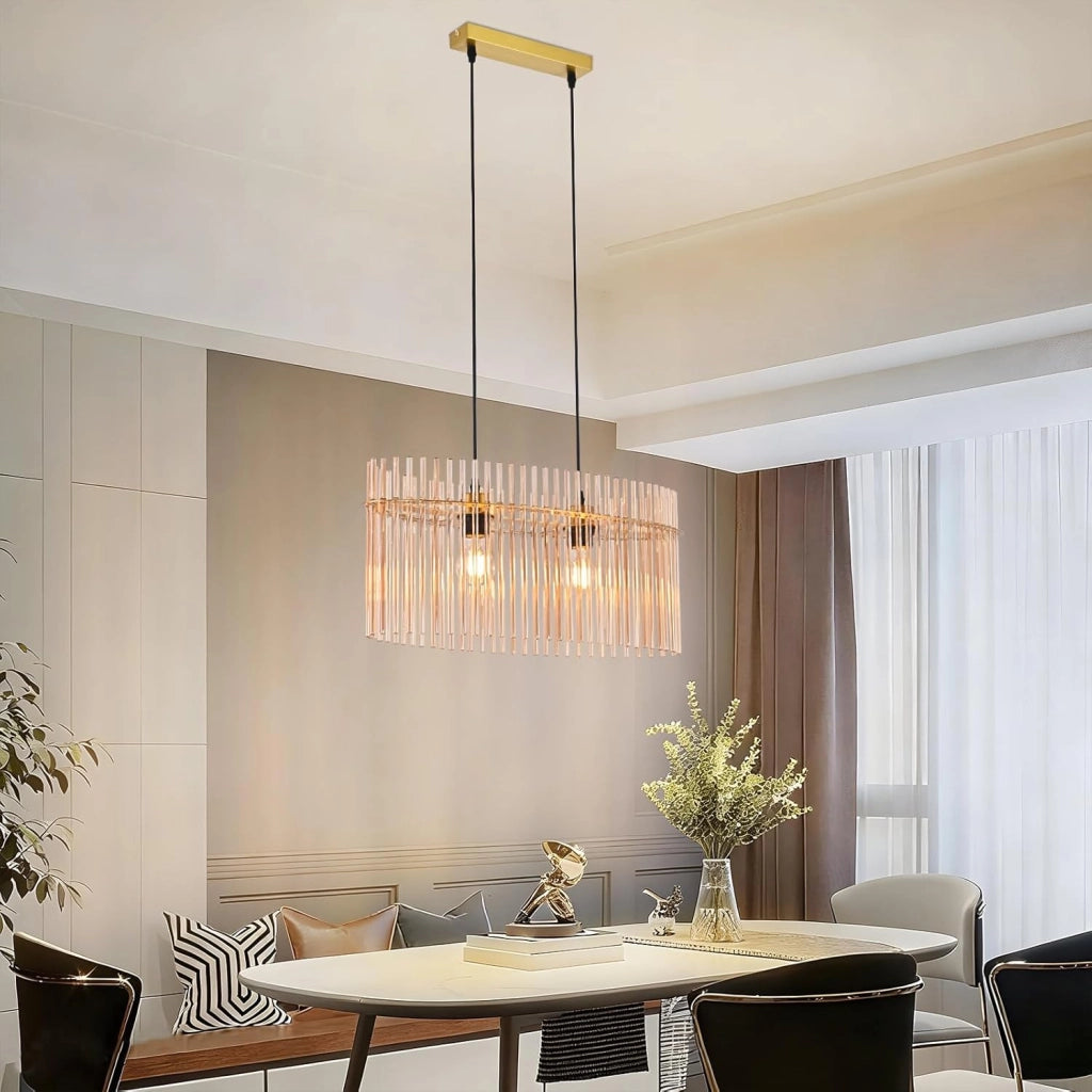 Lampada a sospensione ZMH E27 in vetro dorato 2 luci per cucina soggiorno (senza lampadina)