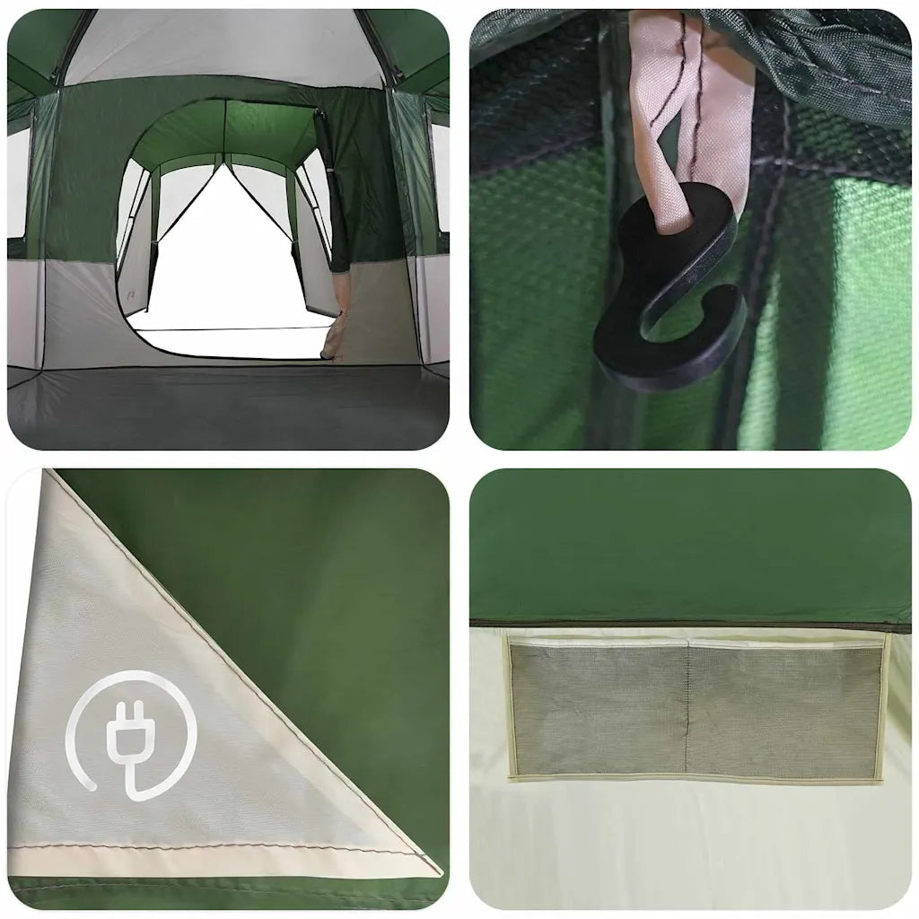 Tenda per Famiglia 20 Persone Verde e Bianco 745 x 700 x 217 cm